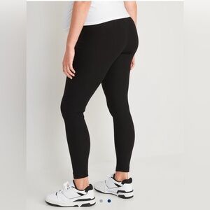 Maternity Full-Panel Rib-Knit Leggings Black Small nwot